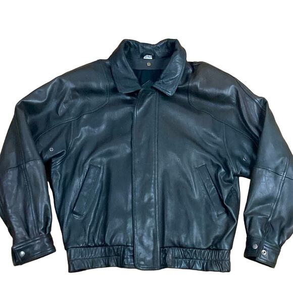 XL Andrew Marc Lambskin Leather Bomber Jacket Vintage 90s